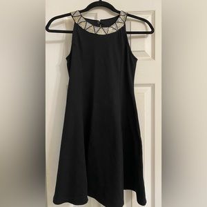 Girls Black Dress With Silver & Gold Sequence on collar